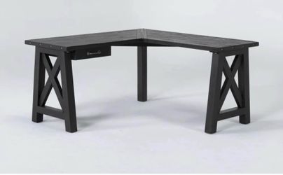 Living Spaces Jaxon Black Brown L Desk Drawer Solid Wood