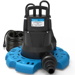 1/4 HP 115V Automatic Submersible Pool Deck Water Removal Pump with 3/4 Inch Check Valve Adapter and