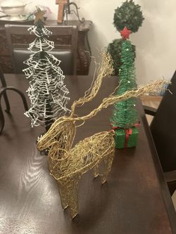2 Christmas trees and deer decor (all for $5)
