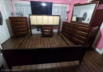 Juego de Recámara King de 5 Piezas/$750 o mejor oferta/Madera Robusta/ Espresso (Sin Colchón)/77023
