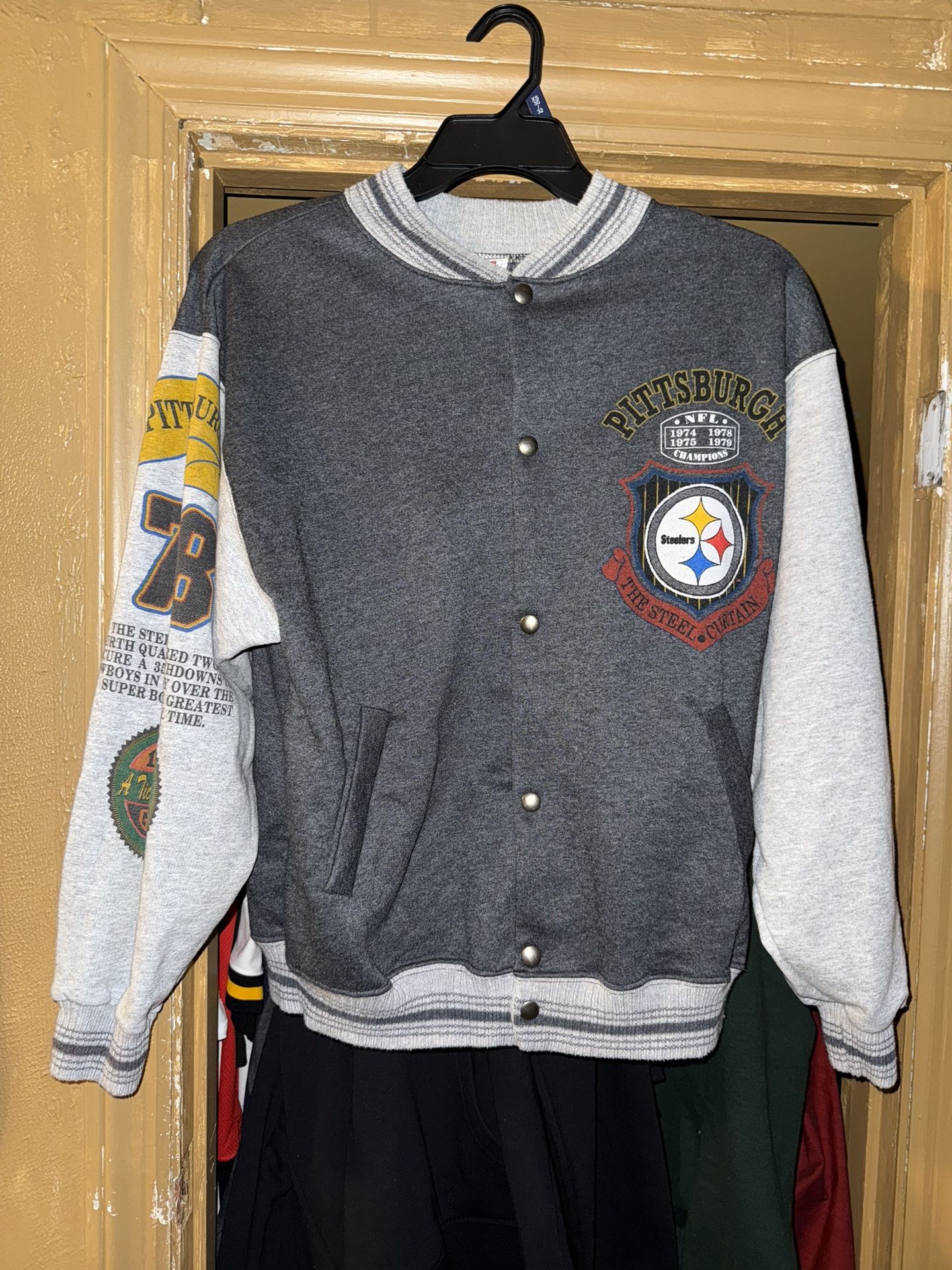NFL Football Long Gone Pittsburgh Steelers 1970’s Button Up Jacket Shirt Classic