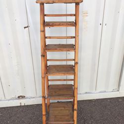 Vintage  Bamboo 5 Tier Ladder Book Shelf Foldable 