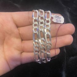925 Silver Figaro chain with diamond cut 24 inches