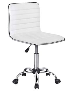 NIB Office Chair White PU Leather Adjustable