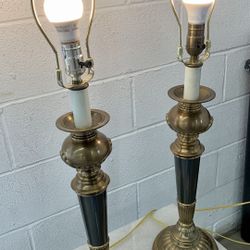 Vintage solid brass table lamps by Bill Blass 