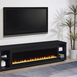 Deiter 79-inch TV Stand Fireplace Media Console Black