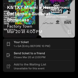 1 GA Ticket for KNTXT Miami 