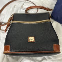 Dooney & Bourke Leather Crossbody Handbag Black  Large Pebbled Dust Bag