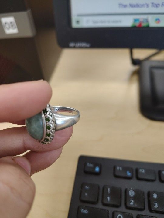 White Burma Jade Ring