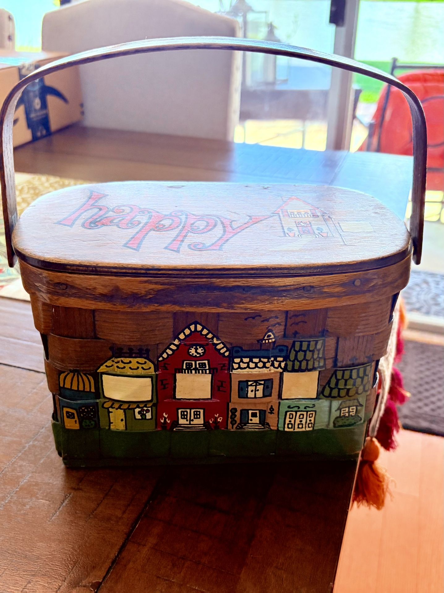 Vintage Hand Painted Artist Signed Purse Wood Lined Perfect!