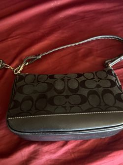 Vintage Y2K Coach Signature Demi Pouch Baguette Bag (Style 6094) - Black/Dark Brown