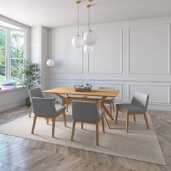 BRAND NEW Light Grey Solid Rubber Wood Dining Set Ideal Furniture Set For Indoor
