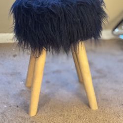 Blue Fuzzy Stool 
