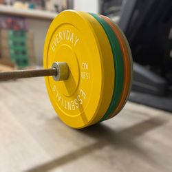 215lbs Rubber Bumper Plate Set W/ Barbell