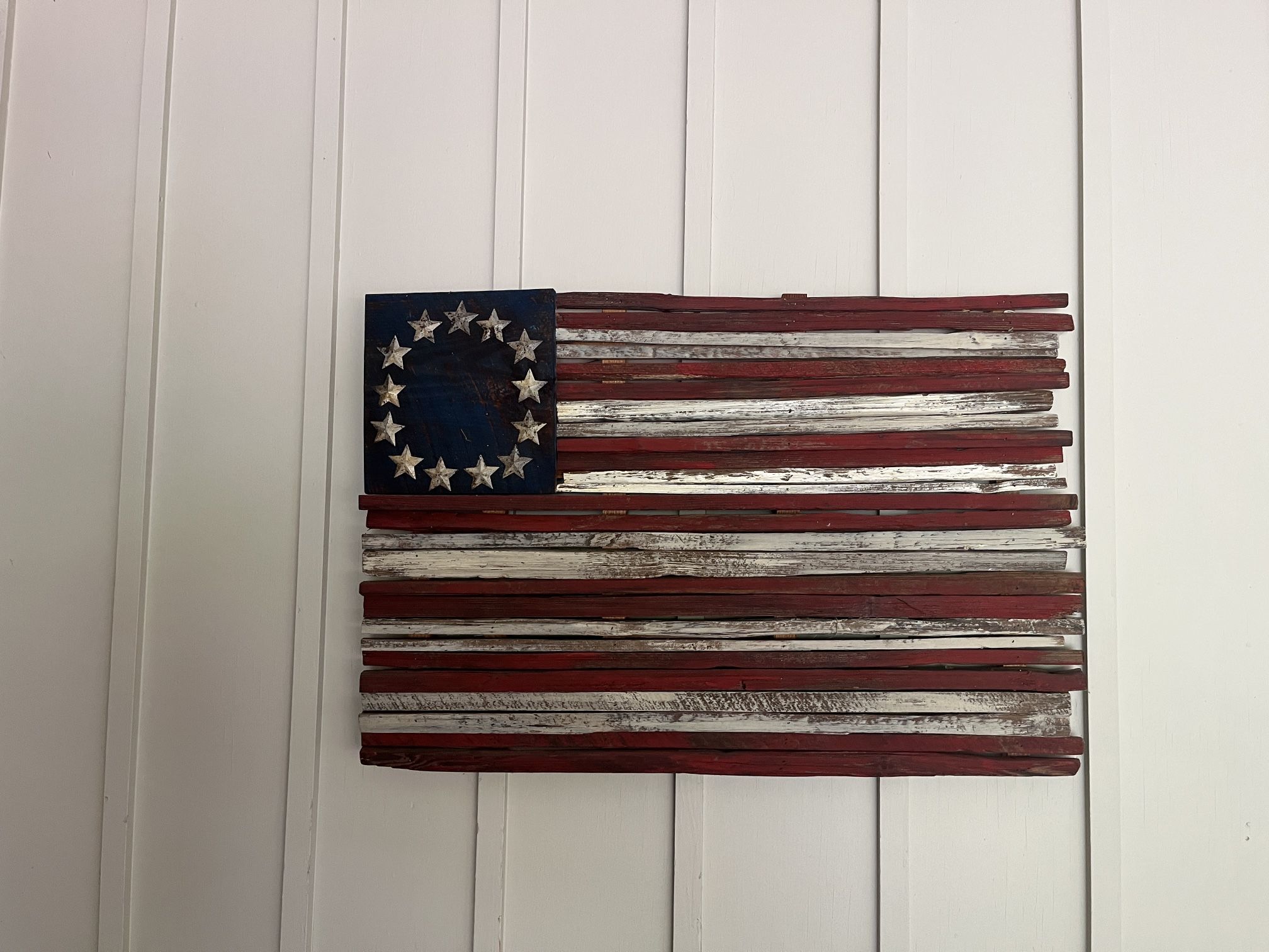 Reclaimed wood 13 colony American flag