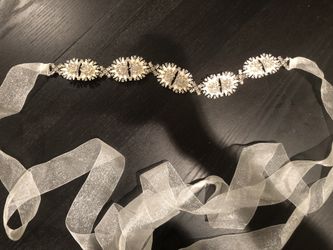Silver and White Wedding Belt
