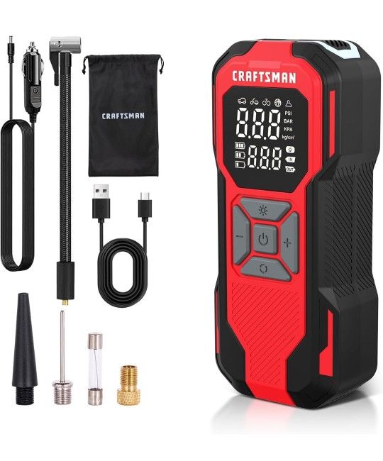 CRAFTSMAN Tire Inflator Portable Air Compressor, Cordless Mini Air Pump for Car Tires