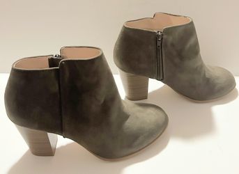 Old Navy Faux Suede Army Green Heel Ankle Boots
