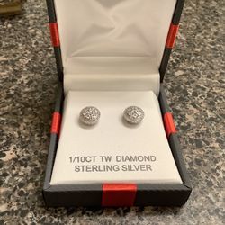 1/10 TW Diamond Sterling Silver Earrings 