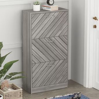 FUFU&GAGA 42.3-in H 3 Tier 12 pair Grey Composite Shoe organizer(KF200190-02AA-P)