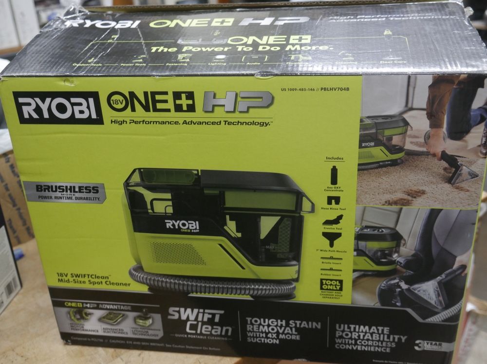 Ryobi 18V ONE+ HP Cordless SwiftClean Brushless Mid Size Spot Cleaner Tool Only.