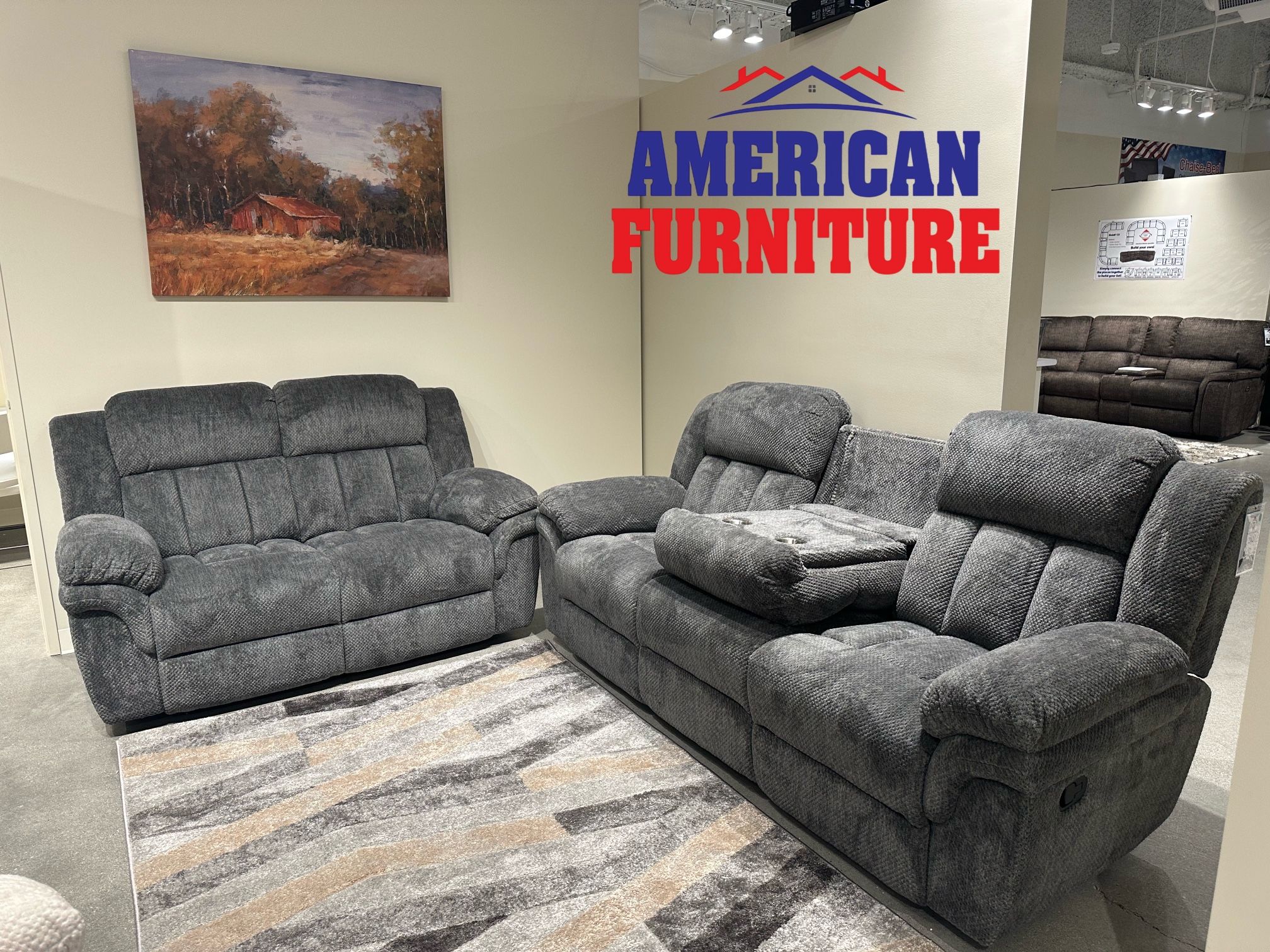 2PC Gray Sofa & Loveseat