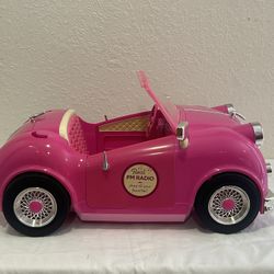 Our Generation Pink Retro Cruiser Dolls Car With Working Lights And Radio