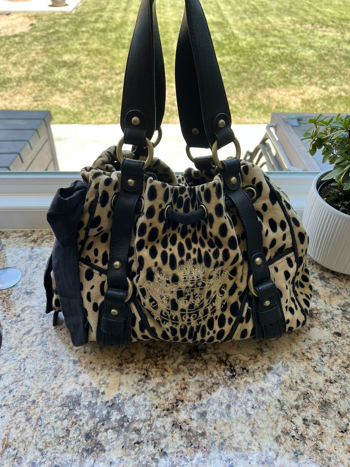 Juicy Couture Daydreamer Leopard Cheetah Bag Purse Tote Bow Ribbon VINTAGE Y2K