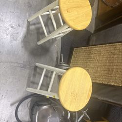 White And Wood Stool set