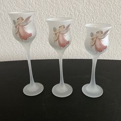 Vintage Frosted Glass  CandleHolders