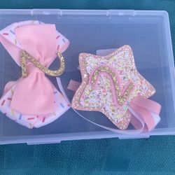 Pink 2nd Birthday Hair Bow And Badge 