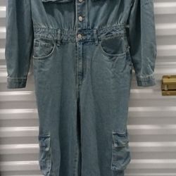 Shein Ladies Long Sleeve Denim Jumpsuit Size S
