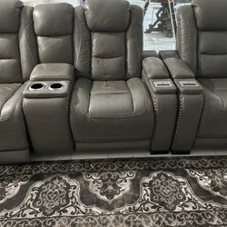 Ashley Furniture 3pc Recline Leather Couches