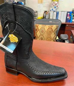 Nuevas botas vaqueras de piel tejida para hombre