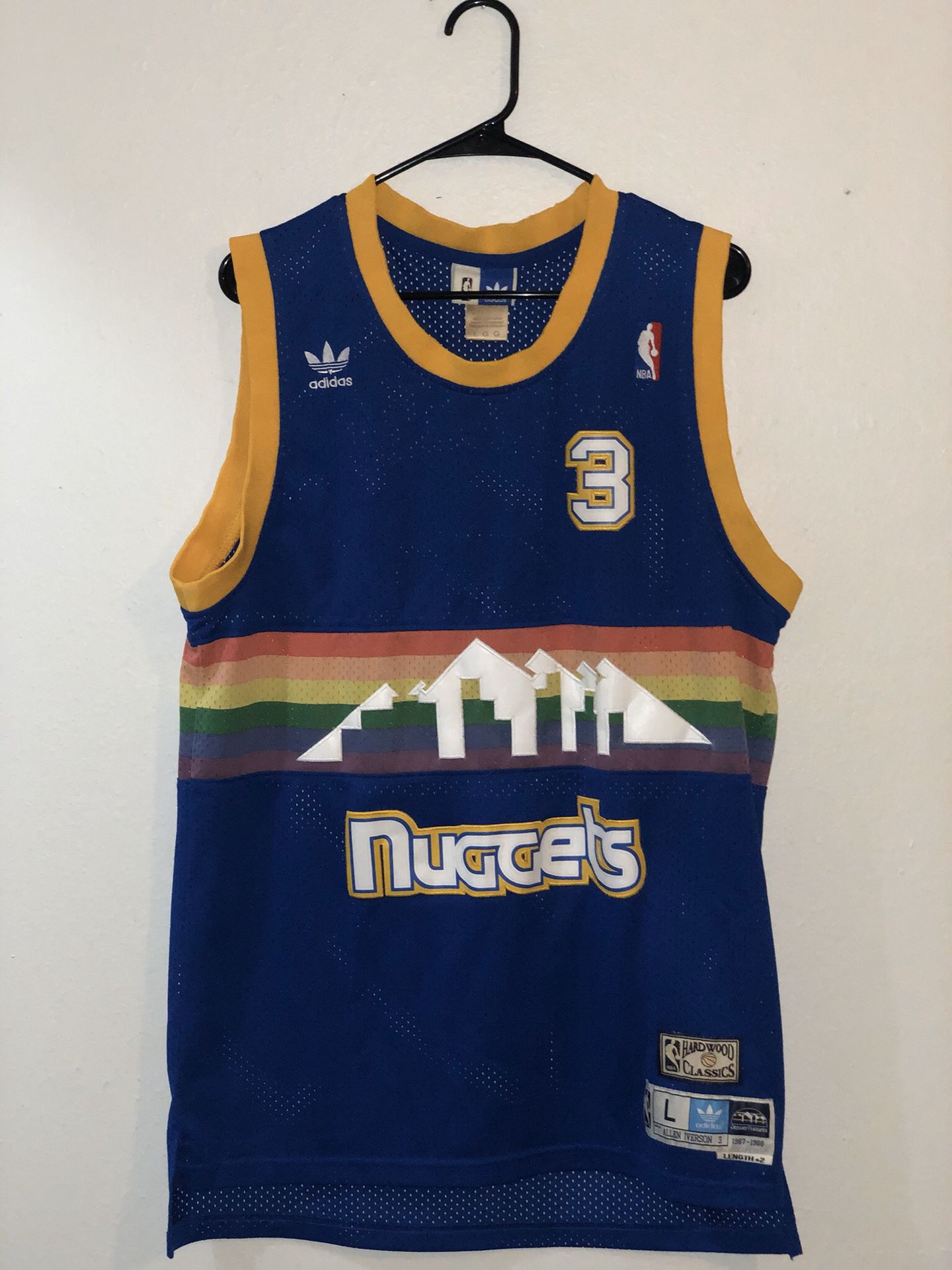 Size Large Men’s adidas Denver Nuggets Allen Iverson #3 jersey