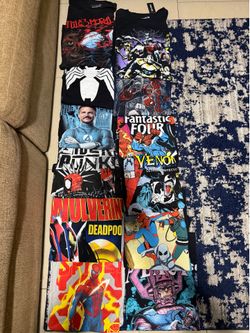 Marvel T Shirts Lot Of 12 All Size 3XL Fantastic 4 Deadpool Wolverine Spider-man
