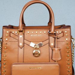 Michael Kors Large Studded Satchel And Wallet Set