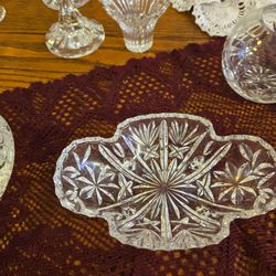 Cut Crystal Glass Divided Candy Dish