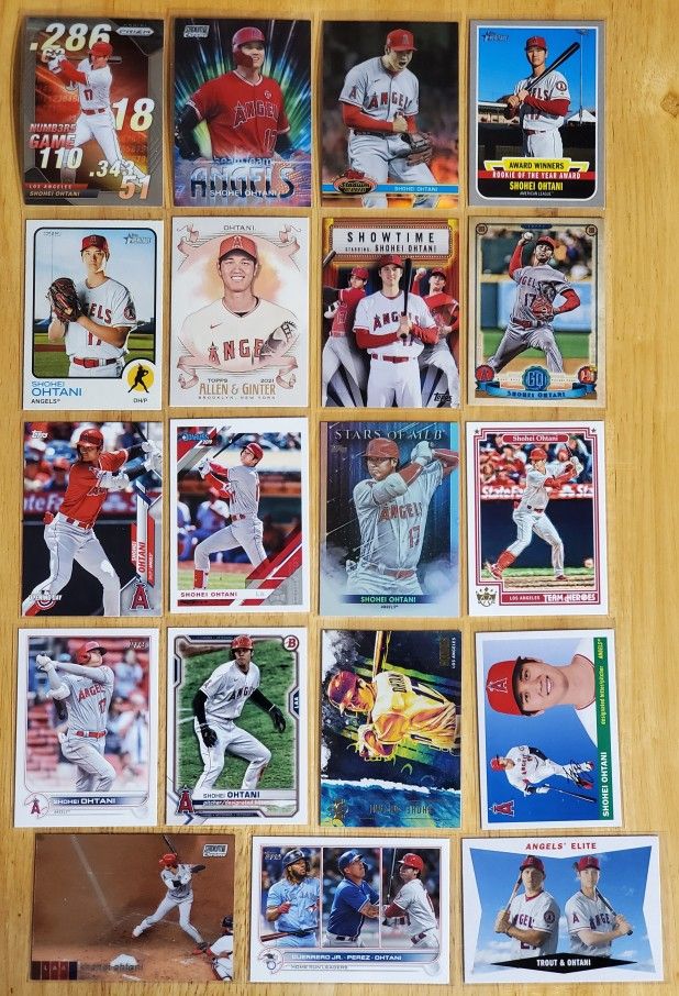 19 Different SHOHEI OHTANI Baseball Cards With Inserts No Duplicates