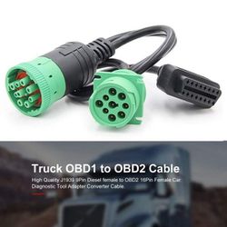 LEIMO

4.0 4.0 out of 5 stars 67

9 Pin to OBD2 Interface Truck Y-j1939 obd2 Cable Adapter OBDII Y Splitter Truck GPS 16Pin Male to Female J1939 Diag