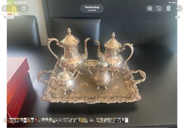 Vintage Silver Plated Tea & Coffee Serving Set w/ Tray – 5 Piece