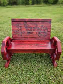 Handmade solid wood wagon wheel bench - built tough, not store bought!