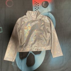 Wonder Nation Girl’s Size 10-12 Silver Moto Jacket