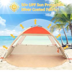 Gorich Beach Tent, Beach Shade Tent for 3/4-5/6-7/8-10 Person with UPF 50+ UV Protection, Portable Beach Tent

