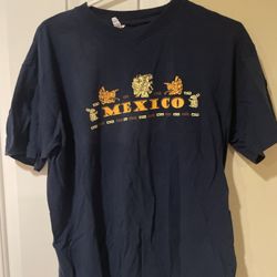 🇲🇽 Vintage-Style Mexico Tee — Gold Aztec Glyph Print — King Shirt Platinum
