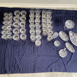 Antique Crystal Goblets And Serving Dishes