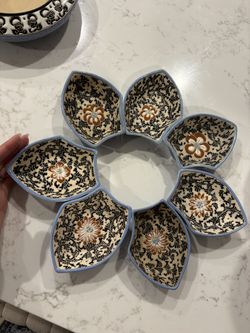 Antique Ceramic Vietnamese serving dip set bowls