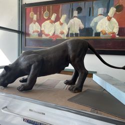 Metal Lioness Drinking Water Statue
