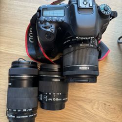 Canon EOS 80D 24.2MP Digital SLR Camera Kit With 3 Lenses, Batteries, Case