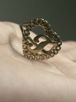 10k gold J initial heart ring